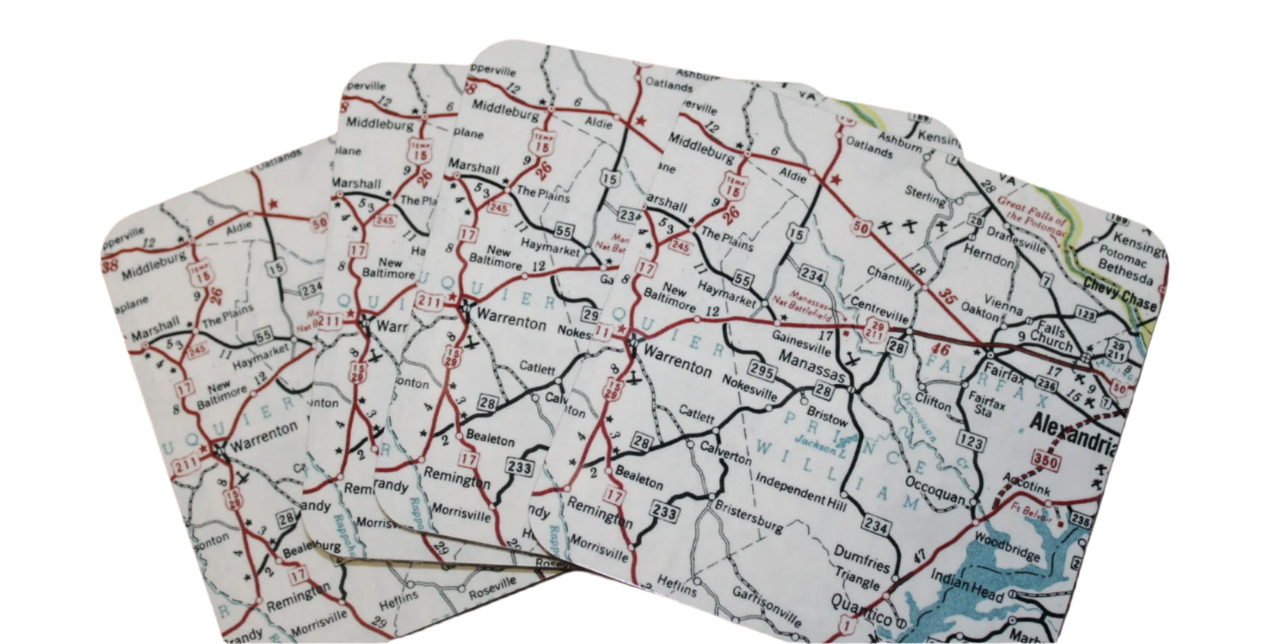Manassas Map Coaster Set of 4